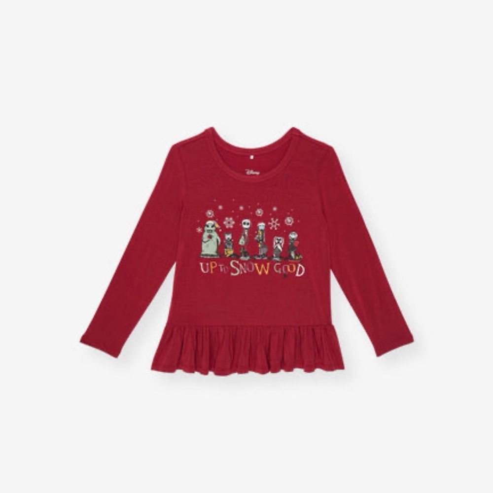 POSH PEANUT | DISNEY THE NIGHTMARE BEFORE XMAS “UP TO SNOW GOOD” PEPLUM | 2T